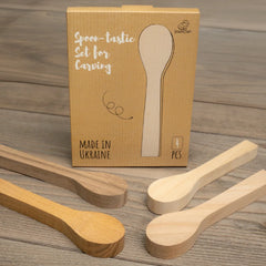 Spoon Carving Blanks Set (4 pcs) for Wood Carving – Mixed Wood (Elm, Walnut, Maple, Alder) – BB3