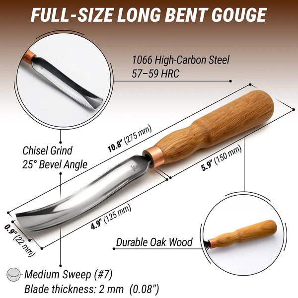 Gouge longue courbée 7L (22mm) - G7L/22