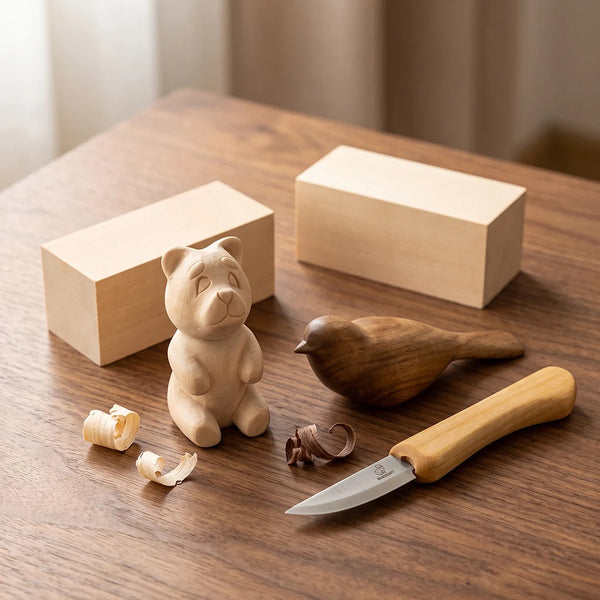 Bird & Bear Schnitzset – Komplettes Holzschnitz-Kit-Bundle mit Comfort Bird & Bear – BDIY01_05