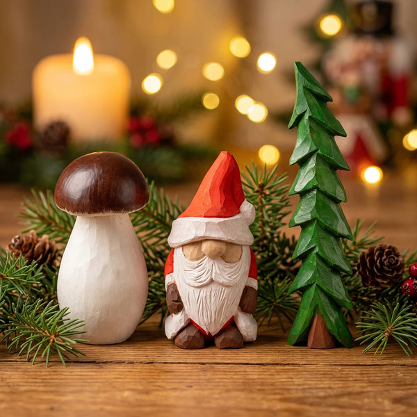 Urlaubsspaß-Set – Komplettes Holzschnitzerei-Set mit Weihnachtsmann, Familienspaß und Fichte – BDIY06_08_09