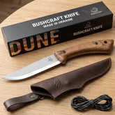 Carbon Steel Bushcraft Knife Walnut Handle with Leather Sheath – BSH1 Dune