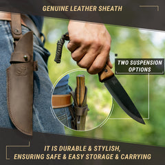 Carbon Steel Fixed-Blade Bushcraft Knife
