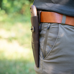 Couteau Bushcraft en Acier au Carbone Manche en Noyer avec Étui en Cuir – BSH7 Wild Harvest