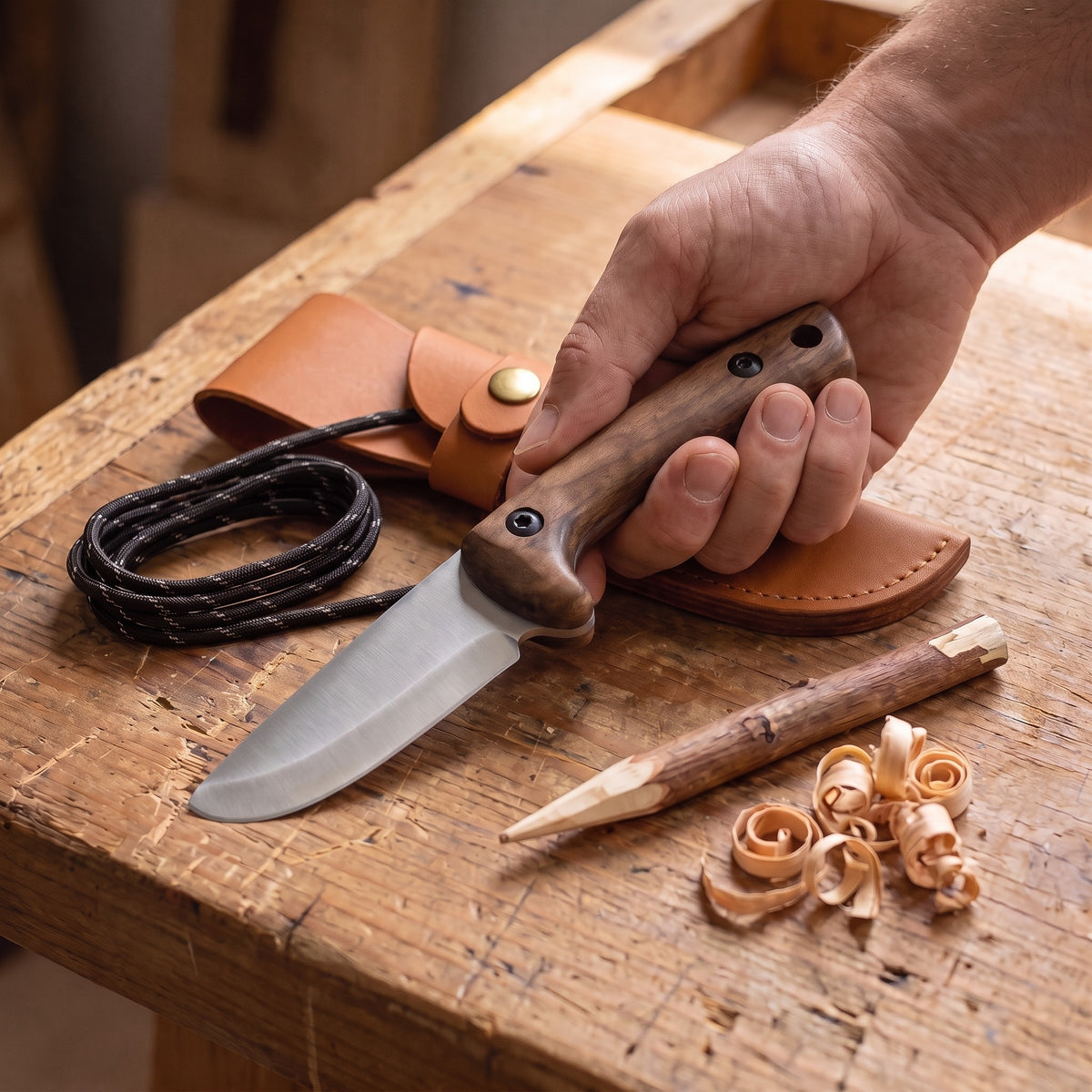 Kids Bushcraft Knife with Leather Sheath