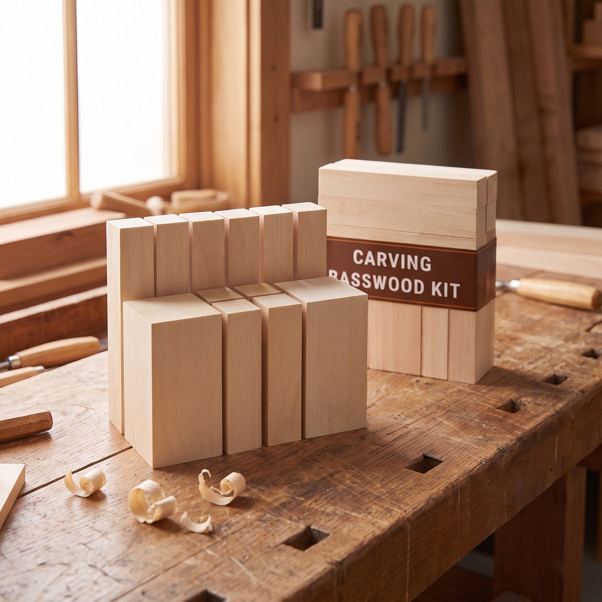 Basswood Carving Block Set, 12 pcs