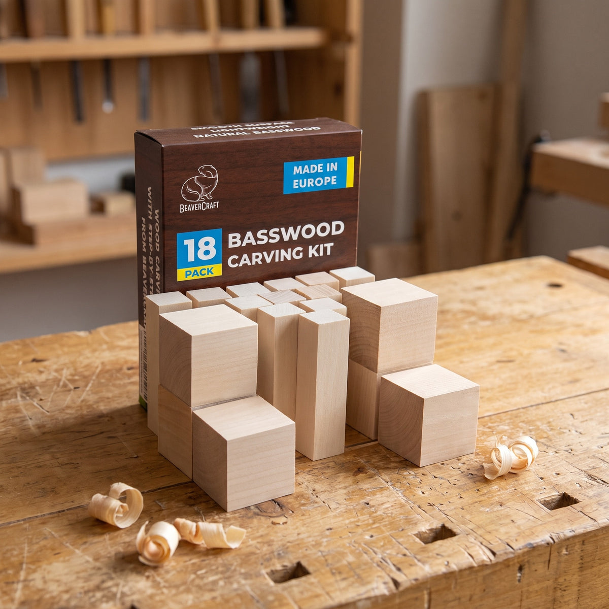 Basswood Carving Block Set, 18 pcs