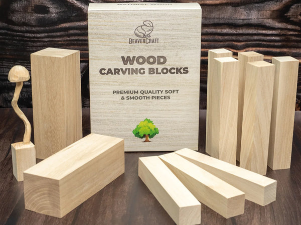 Premium Carving Kit DIY Carving Wood Blocks Kit Linden Basswood Carving  Blocks Kit for Beginners and Professional Beavercraft OFFICIAL BW1 