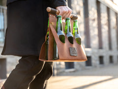 LC_BH6 – Leather Beer Carrier 6-Pack Bottle Caddy