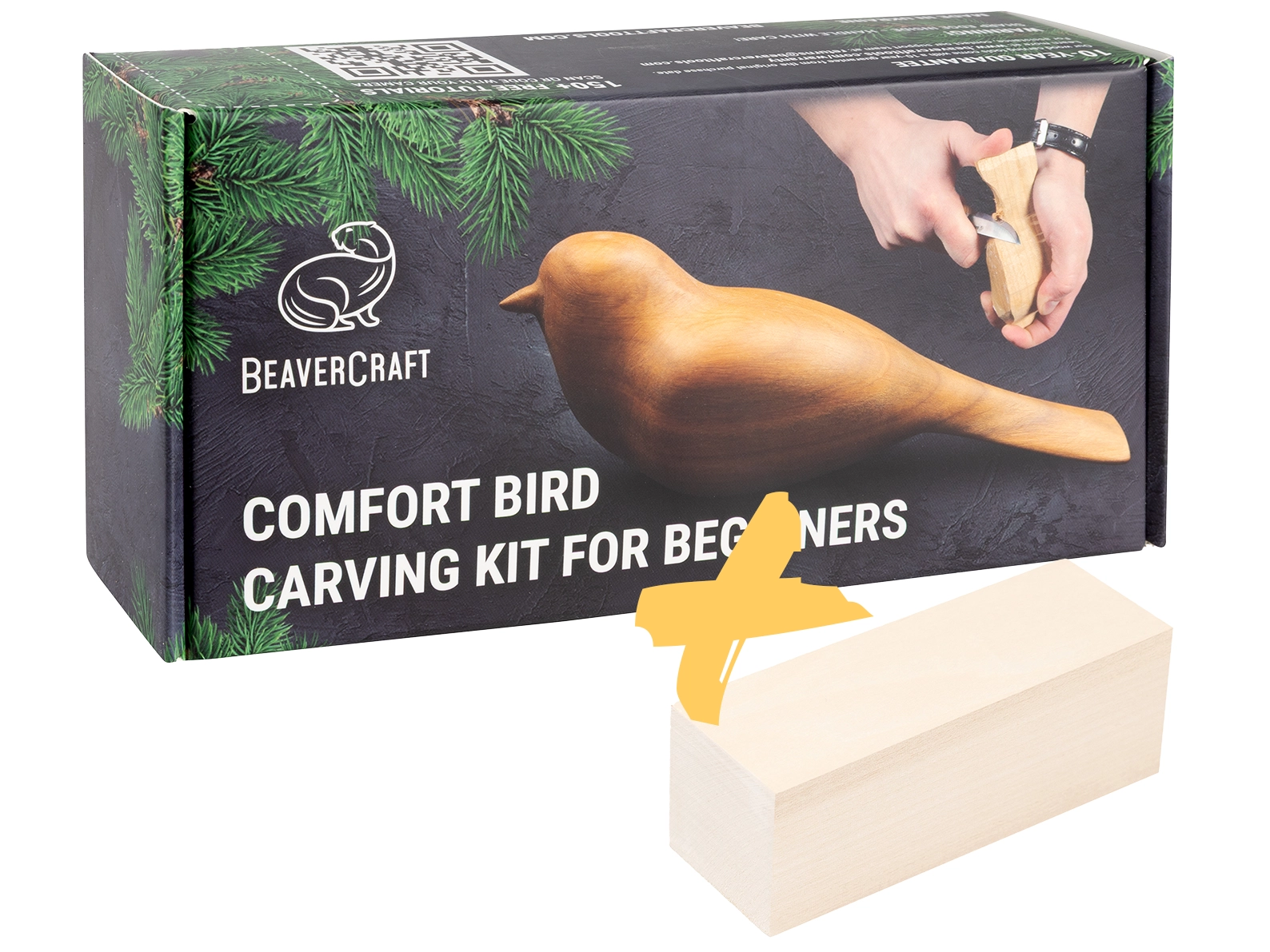 Bird Lover Set – Comfort Bird Carving Kit + Extra Basswood Block – BDIY01_BW_B