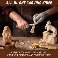 Sloyd Whittling Knife – Long Blade Wood Carving Knife for Roughing & Shaping Wood – C4