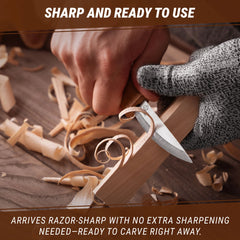 Sloyd Whittling Knife – Long Blade Wood Carving Knife for Roughing & Shaping Wood – C4