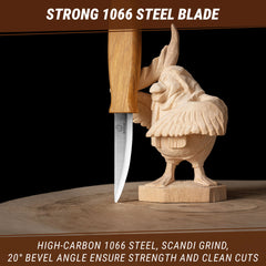Sloyd Whittling Knife – Long Blade Wood Carving Knife for Roughing & Shaping Wood – C4