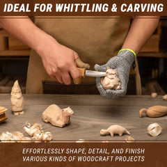 Sloyd Whittling Knife with Leather Sheath – Extended Blade Wood Carving Knife with Protective Sheath – C4S