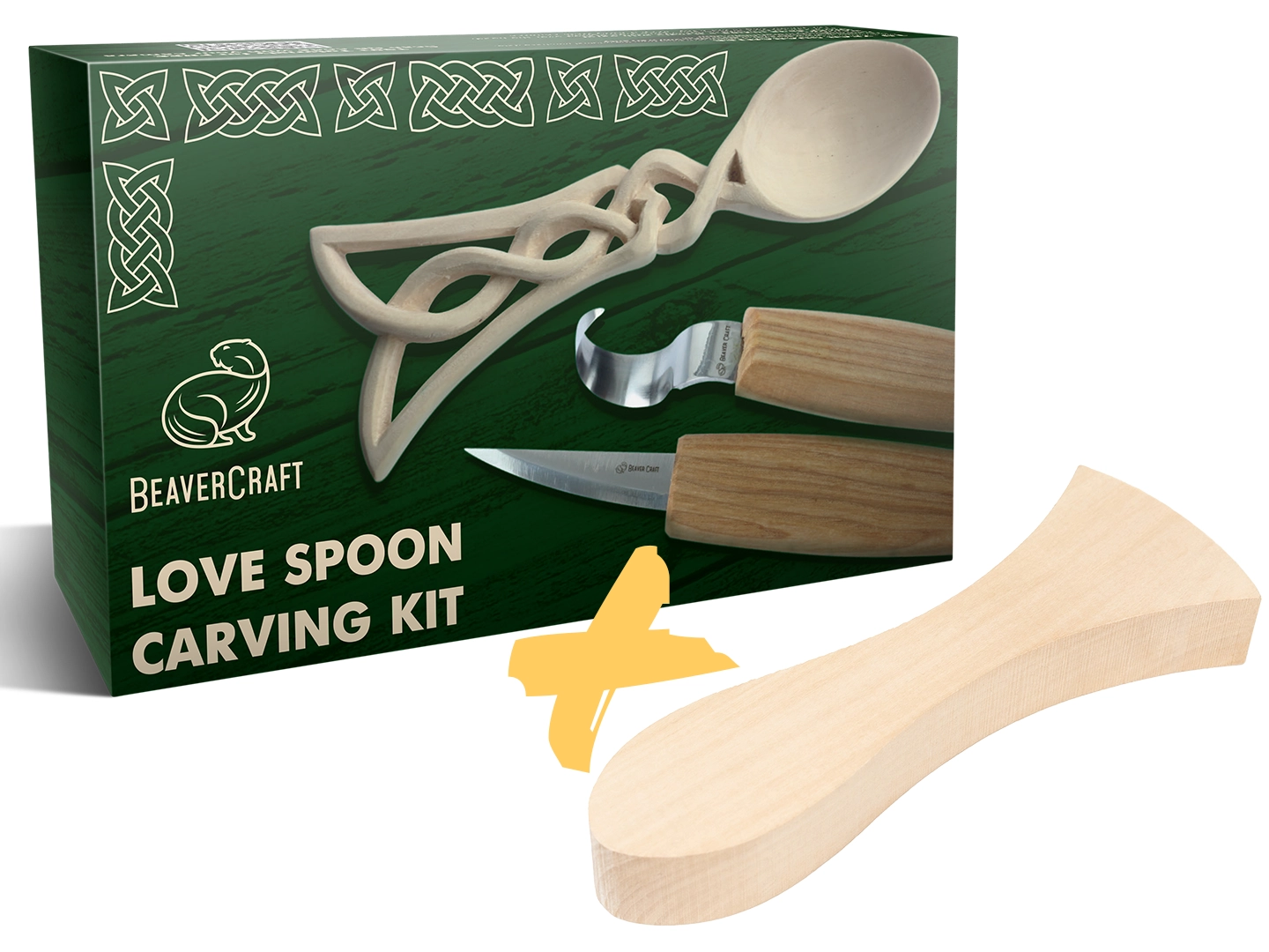 Celtic Decor Kit – Celtic Spoon Carving Kit + Extra Spoon Carving Blank – BDIY04_BW