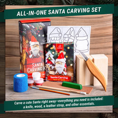 Santa Carving Kit – Complete Starter Whittling Kit for Beginners, Kids & Adults – DIY06