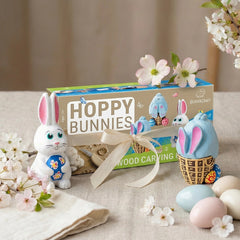 Kit de sculpture sur bois DIY Lapins joyeux