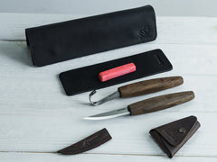 S01X Luxus-Löffelschnitzset Mit Walnussgriffen (schwarz)