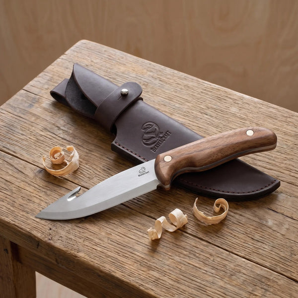 Gut Hook Hunting Knife with Leather Sheath