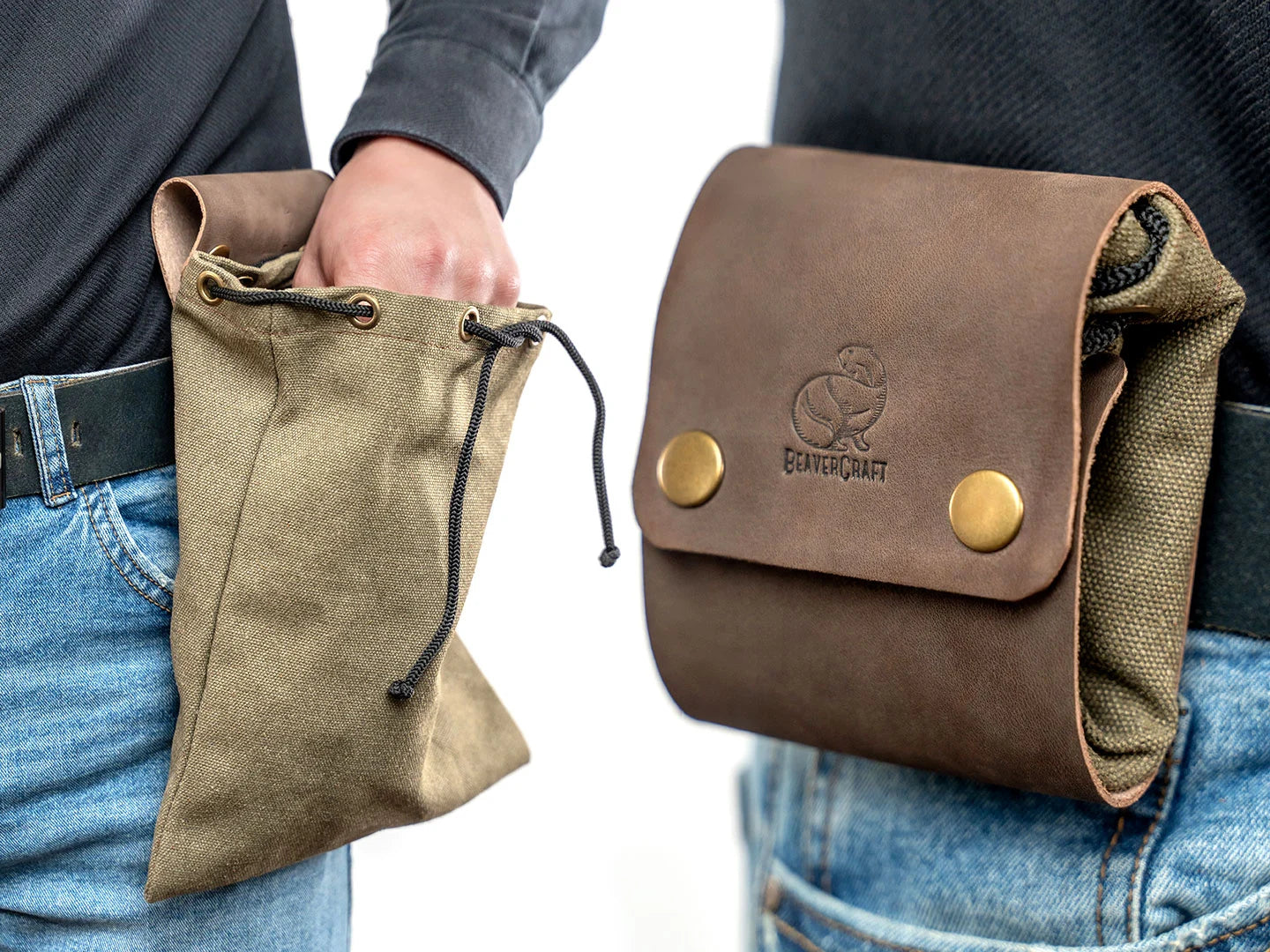 Leather Canvas Bushcraft Foraging Bag