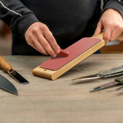 Leather Paddle Strop for Knife Sharpening – Double-Sided Leather Strop with Polishing Compound – LS1P1
