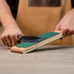 Leather Paddle Strop for Knife Sharpening – Double-Sided Leather Strop with Polishing Compound – LS1P1