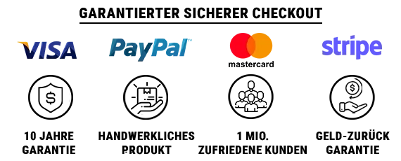 Garantierter Sicherer Checkout Visa PayPal Mastercard Stripe