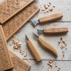 4-Piece Chip Carving Knife Set – Wood Carving Set for Wood Decorating in Tool Roll – S05