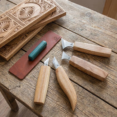 4-Piece Chip Carving Knife Set – Wood Carving Set for Wood Decorating in Tool Roll – S05