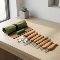 8-Piece Wood Carving Tool Set – Extended Wood Carving Knife Set in Tool Roll – S08