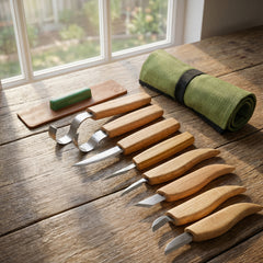 8-Piece Wood Carving Tool Set – Extended Wood Carving Knife Set in Tool Roll – S08