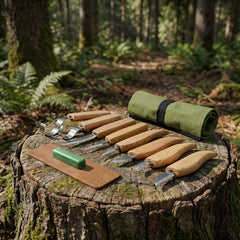8-Piece Wood Carving Tool Set – Extended Wood Carving Knife Set in Tool Roll – S08