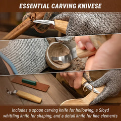 3-Piece Spoon Carving Set – Wood Carving Knife Set for Spoon Making in Tool Roll – S13