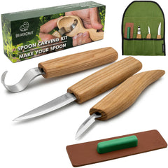 3-Piece Spoon Carving Set – Wood Carving Knife Set for Spoon Making in Tool Roll – S13