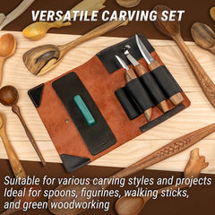 Deluxe Spoon Carving Set With Walnut Handles - S13X