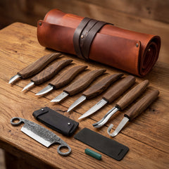 Ensemble Deluxe de Sculpture sur Bois avec Manches en Noyer – S18X+