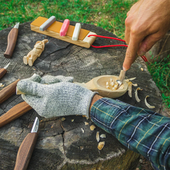 9-Piece Premium Wood Carving Tool Set – Walnut Handle Wood Carving Knives in Leather Tool Bag – S50X