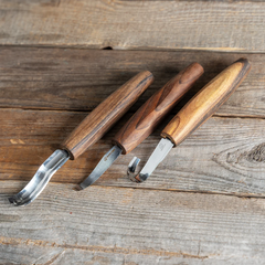 9-Piece Premium Wood Carving Tool Set – Walnut Handle Wood Carving Knives in Leather Tool Bag – S50X