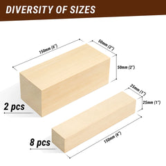Set of Basswood Carving Blocks for Wood Carving – 10 pcs – BW10