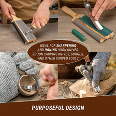 Dual-Sided Leather Paddle Strop for Hook Knives & Gouges – LS5P1