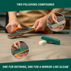 LS9P2 – Pocket Dual-Sided Leather Paddle Strop & 2 Polishing Compounds