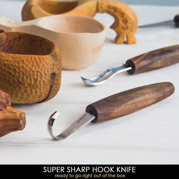 Beavercraft S01X Black Luxury Spoon Carving Set With Walnut Handles 