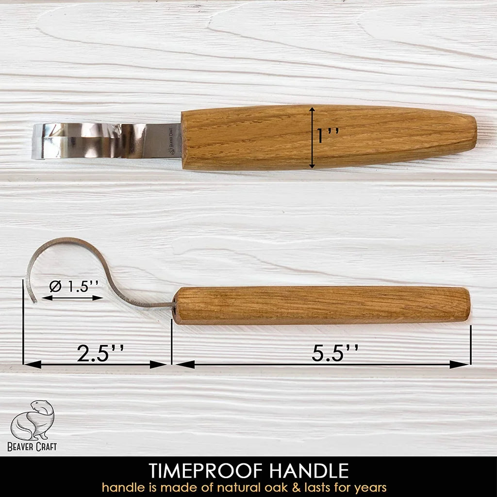 Big diameter hook knife for wood carving