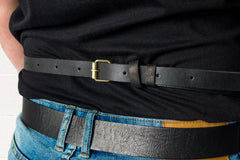 Adjustable Black & Brown Leather Wood Carving Apron – Durable Workshop & Craft Work Apron / AP3X
