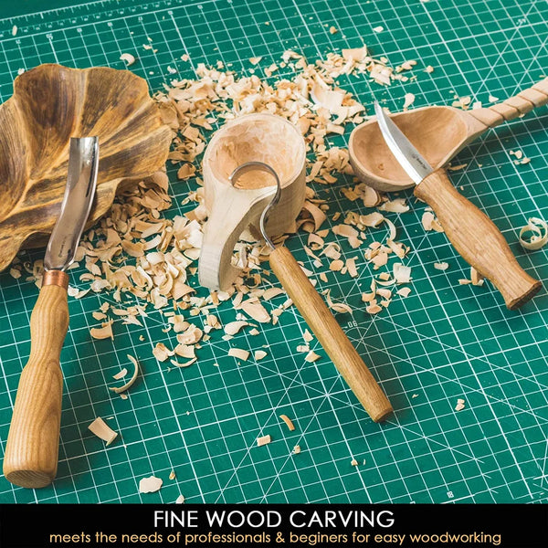 BeaverCraft Wood Carving Chisel Set SC01 - Gouge Wood Carving Tools Kit in  Rolling Pouch with Leather Strop Polishing Compound Kit - Radial Gouges  Flat Chisel Bent Gouge (Chisel Set)