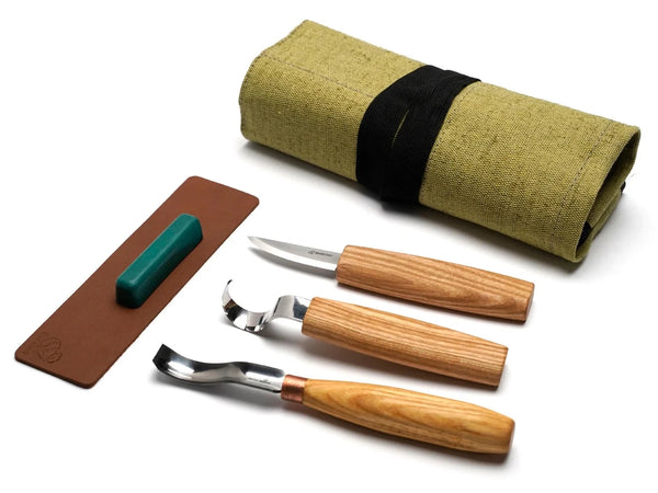 Autimatic Wood Carving Tools Set+Cut Resistant Gloves,Spoon Carving Hook  Knife, Wood Carving Whittling Knife,Chip Carving Detail Knife, Leather  Strop and Polishing Compound (Group 2)