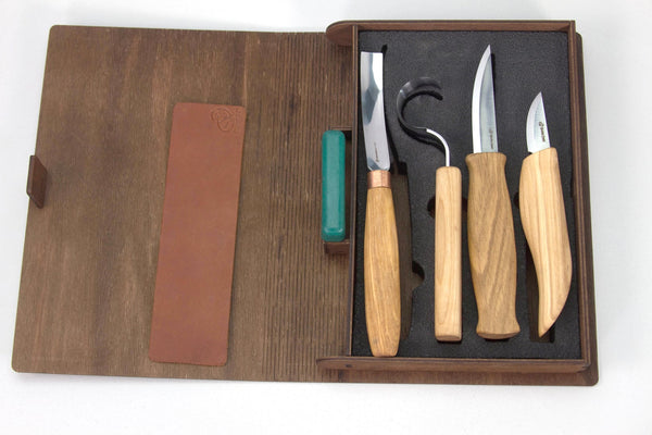 Buy S09L book - Left Handed Set of 4 Knives in a Book Case – BeaverCraft  Tools