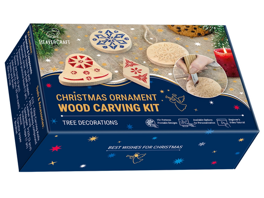DIY Chip Carving Kit: Wooden Christmas Ornaments
