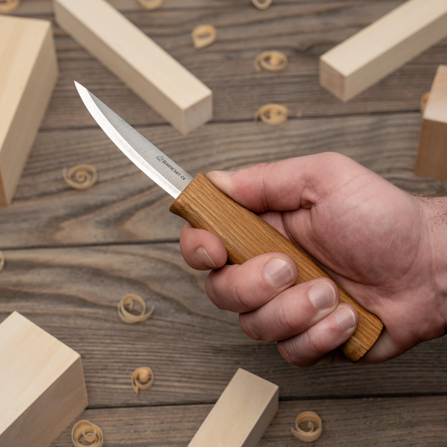 Couteau à sculpter avec étui en cuir – C4S