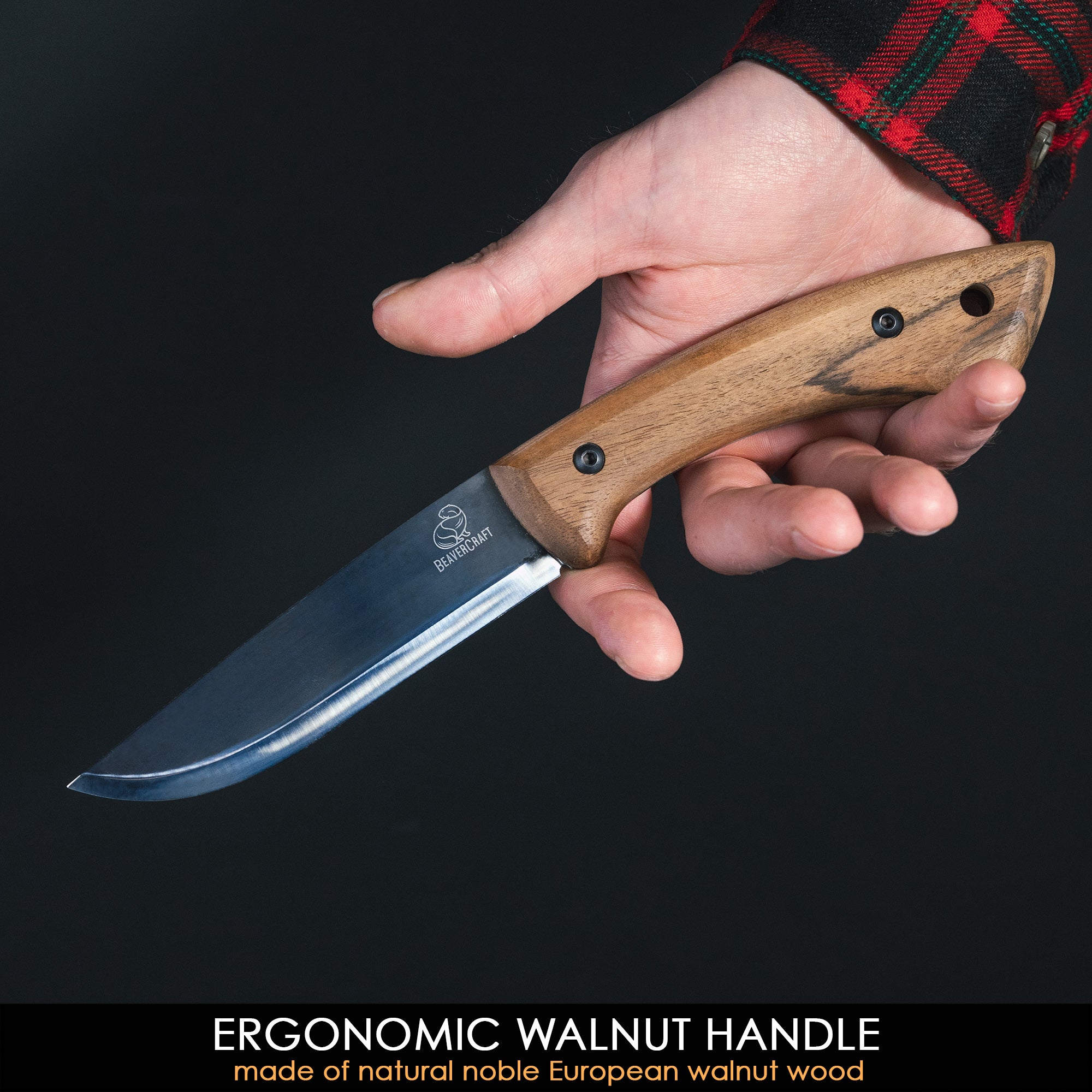 High Carbon Steel Knife - Handmade Full Tang Bushcraft Knife - Hunting Knife,  Survival Knife, Fixed Blade Knife