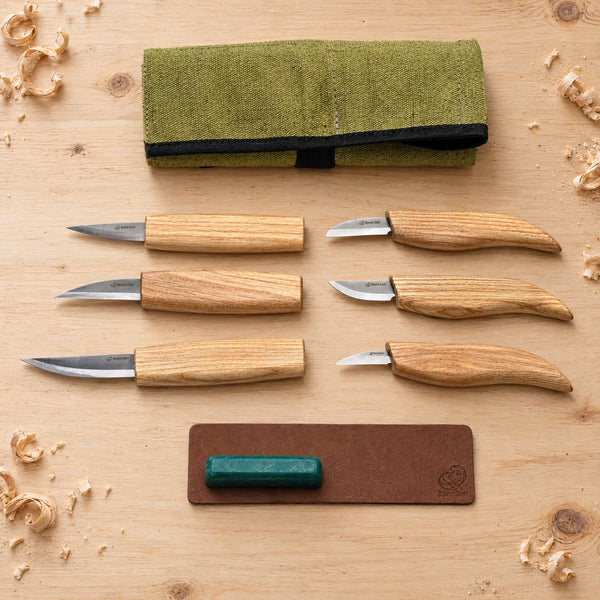 Wood Carving Knife Set in Tool Roll, 6 pcs
